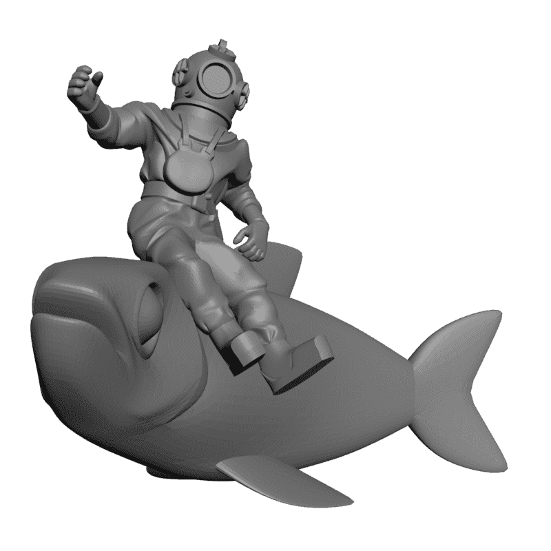 картинка Водолаз на рыбе PI1-190 3D-STL.COM