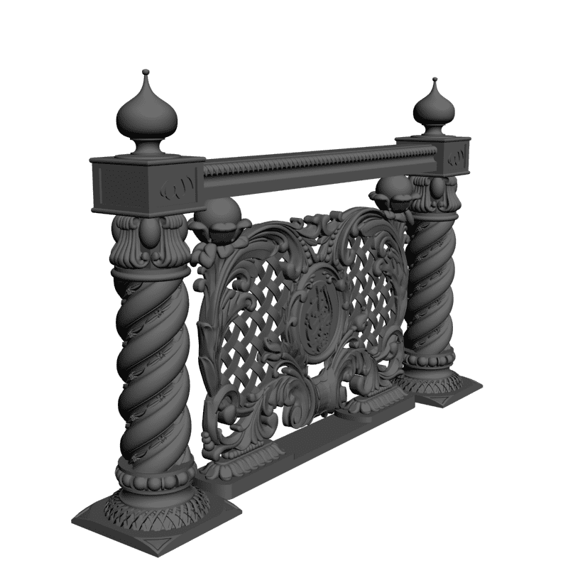 картинка Столбы с ограждением D17-045 3D-STL.COM