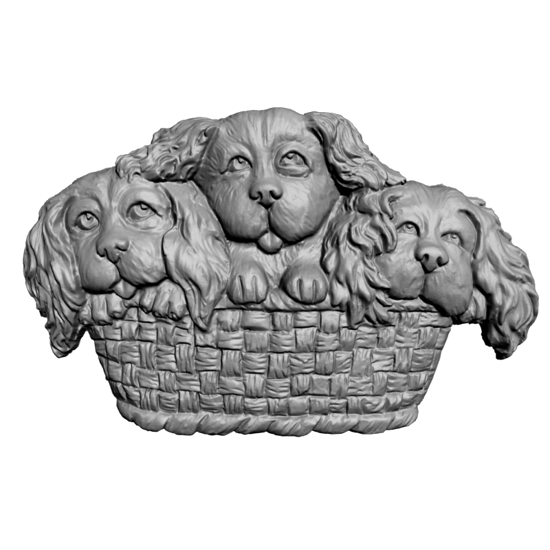 картинка Щенки в корзине F1-292 3D-STL.COM
