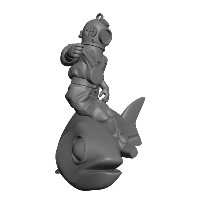 картинка Водолаз на рыбе PI1-190 3D-STL.COM
