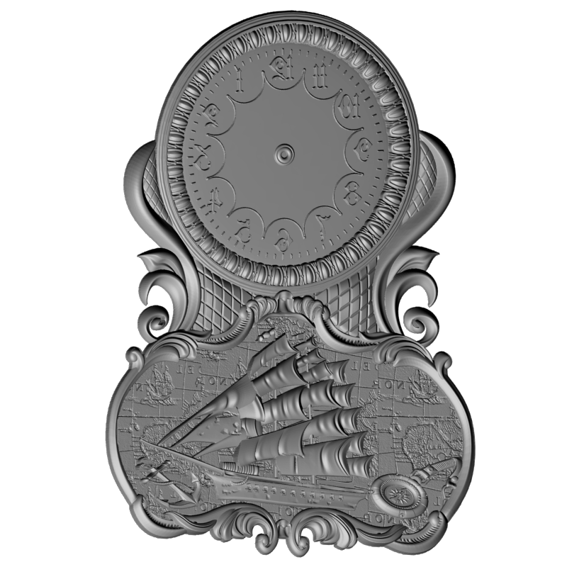 картинка Часы с кораблём P3-166 3D-STL.COM