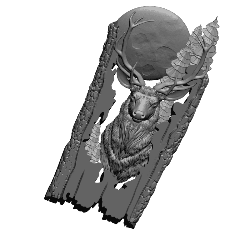 картинка Олень и луна D12-445 3D-STL.COM