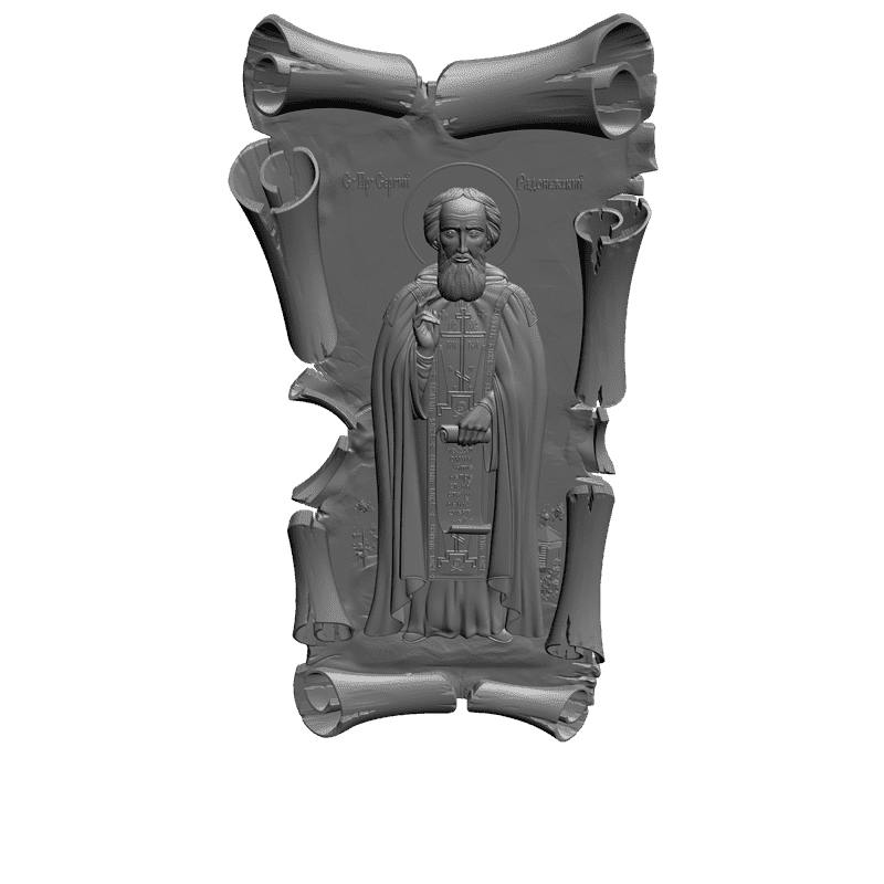 картинка Свиток Св. Пр. Сергий Радонежский V3-051 3D-STL.COM