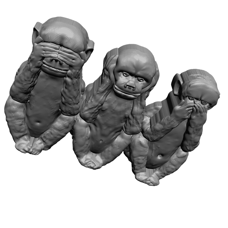 картинка Три обезьяны F1-024 3D-STL.COM