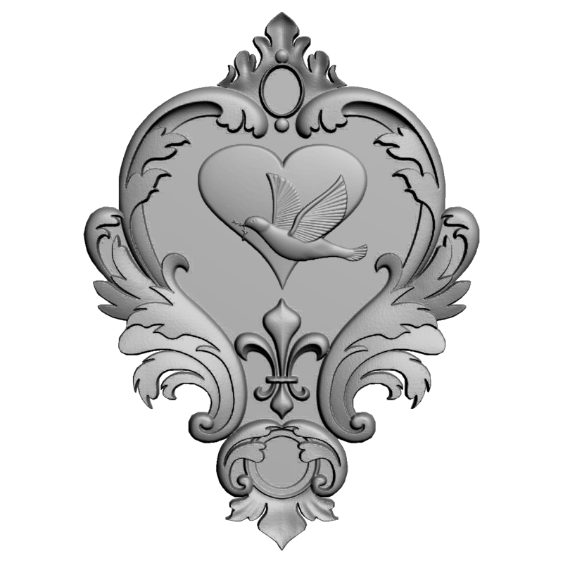 картинка Голубь и сердце RP3-002 3D-STL.COM