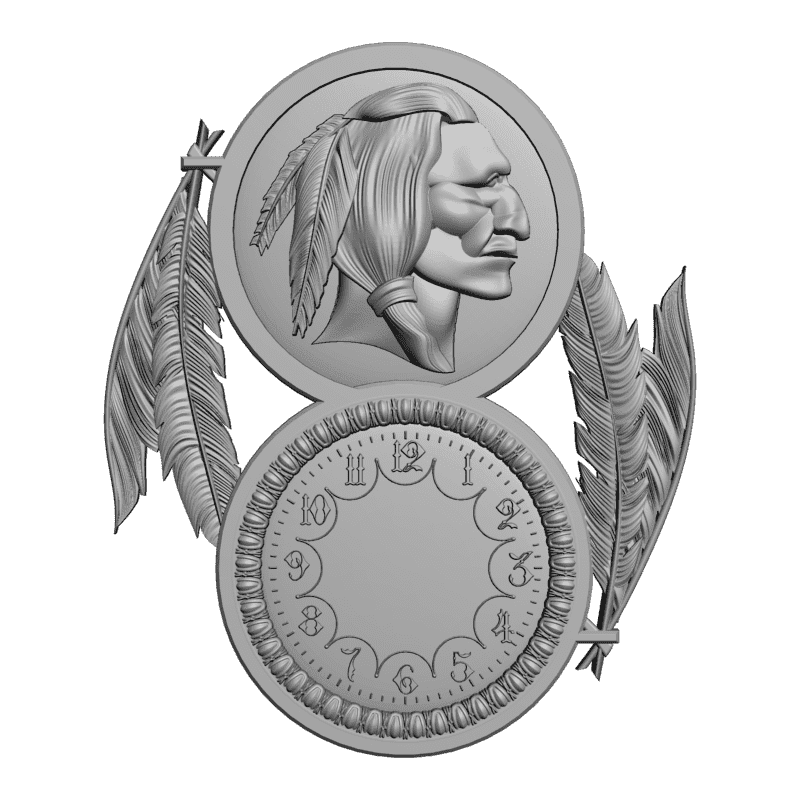 картинка Часы с индейцем P3-162 3D-STL.COM