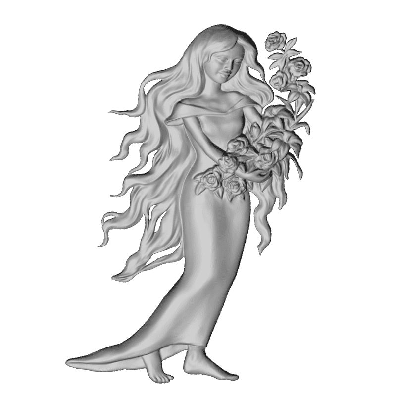 картинка Девушка с цветами L1-079 3D-STL.COM