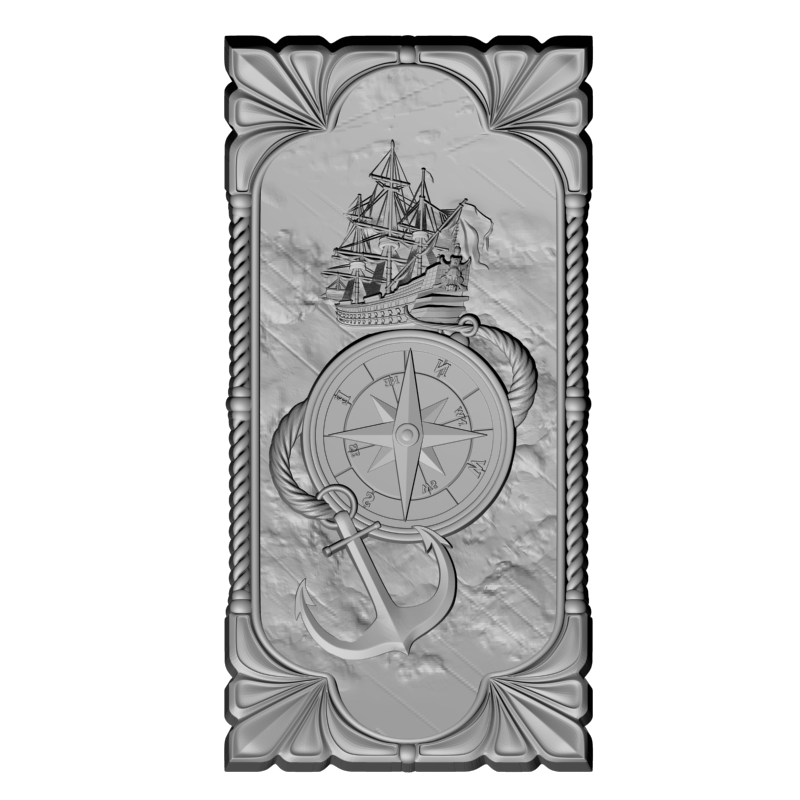 картинка Морские нарды с кораблём и компасом PI2-142 3D-STL.COM