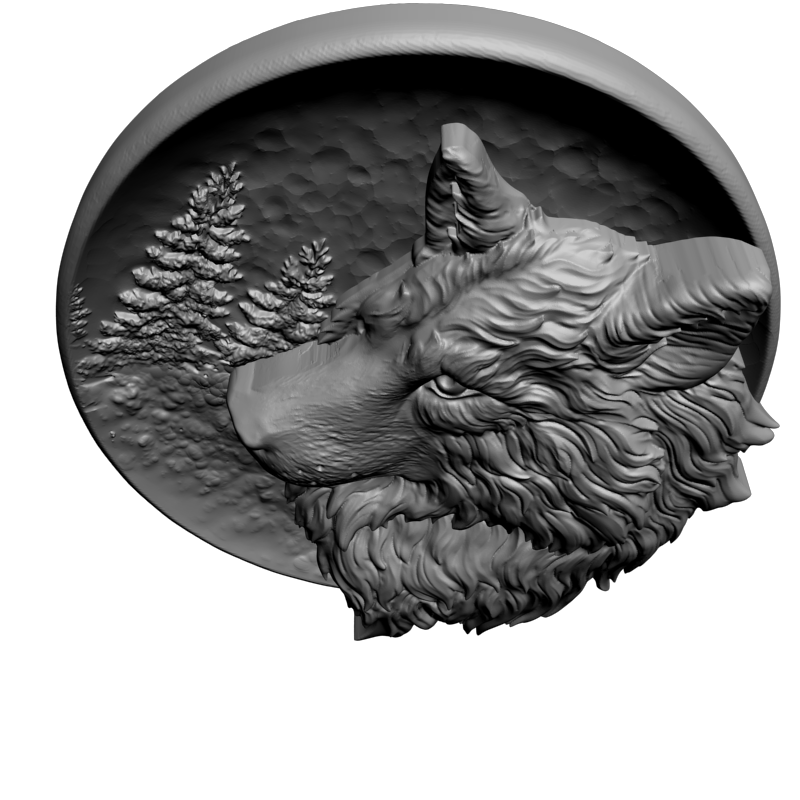 картинка Волк в круглом D12-658 3D-STL.COM