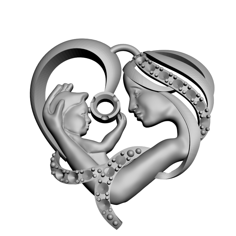 картинка Мама и ребёнок в сердце RY5-116 3D-STL.COM