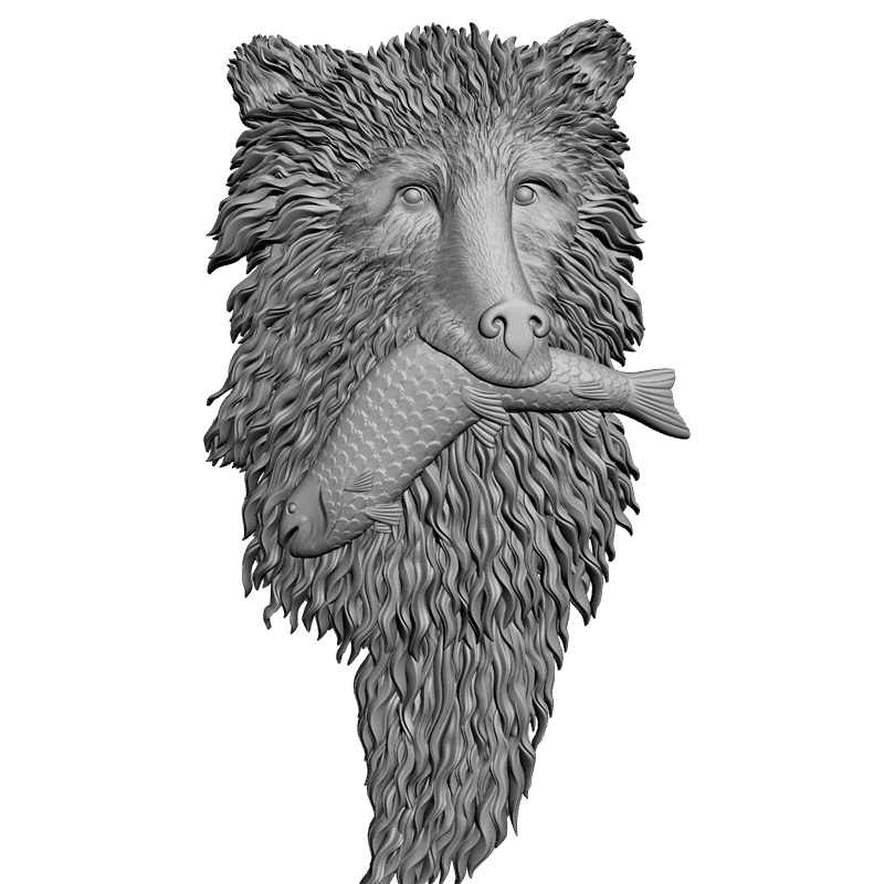 картинка Медведь с рыбой F1-059 3D-STL.COM