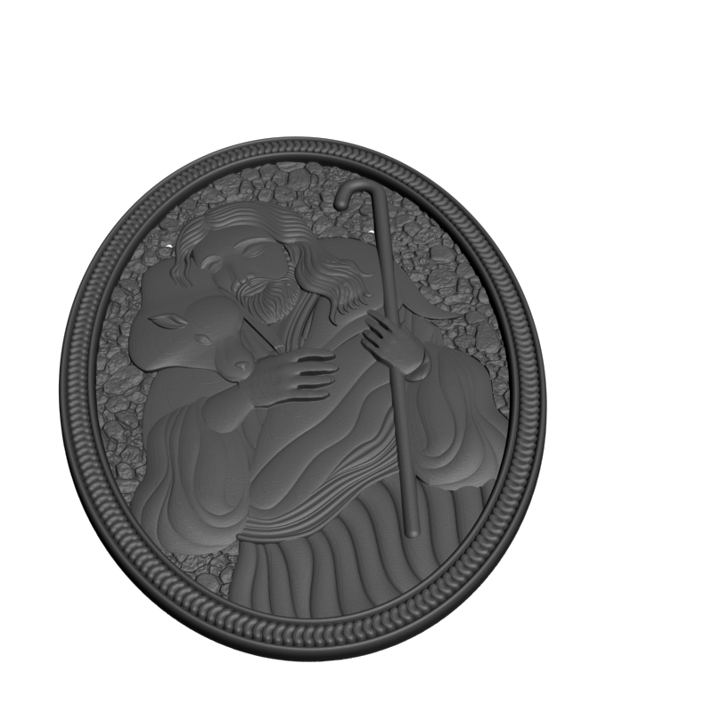 картинка Иисус с овечкой D12-700 3D-STL.COM