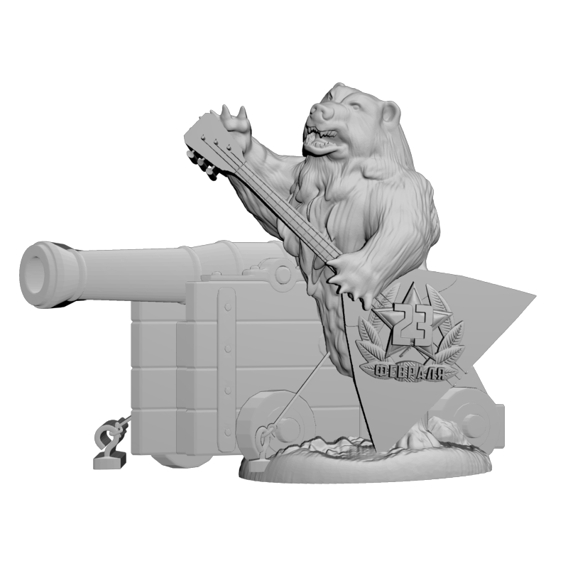 картинка 23 февраля медведь на мотоцикле RP5-014 3D-STL.COM