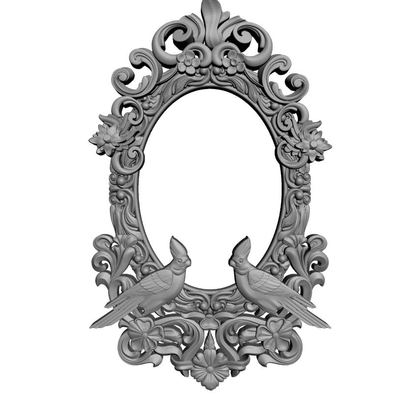 картинка Рамка овальная с попугаями D14-322 3D-STL.COM