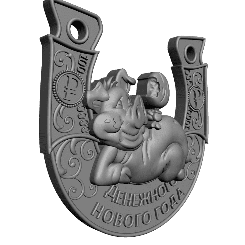 картинка Поросёнок с подковой 2019 P4-222 3D-STL.COM