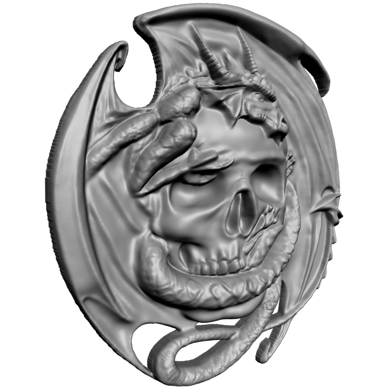 картинка Череп и дракон P4-402 3D-STL.COM