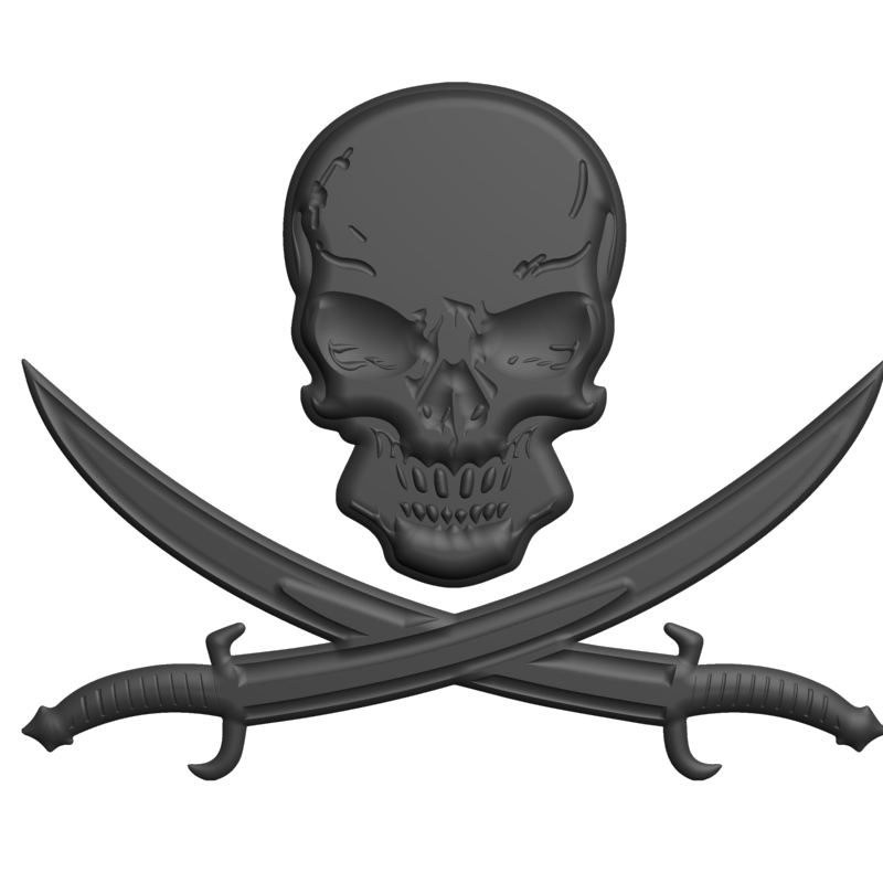 картинка Пиратский череп с ножами P4-394 3D-STL.COM