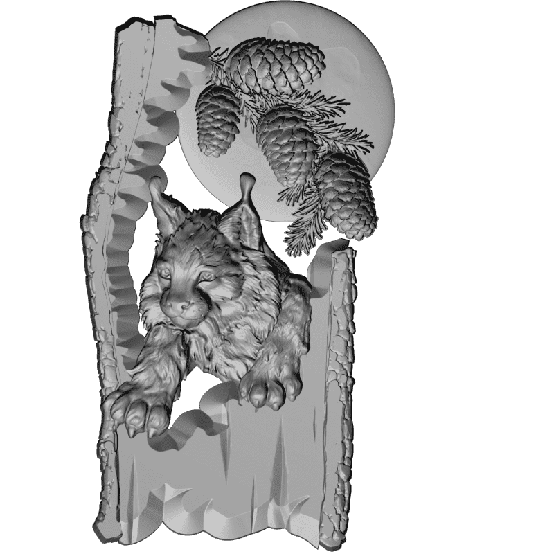 картинка Рысь на дереве D12-582 3D-STL.COM