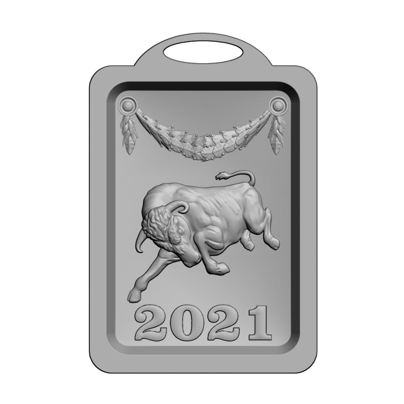 картинка Новогодняя разделочная доска Бык RP4-022 3D-STL.COM