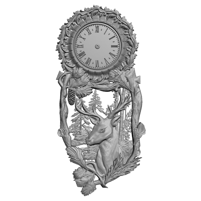 картинка Часы с оленем P3-144 3D-STL.COM