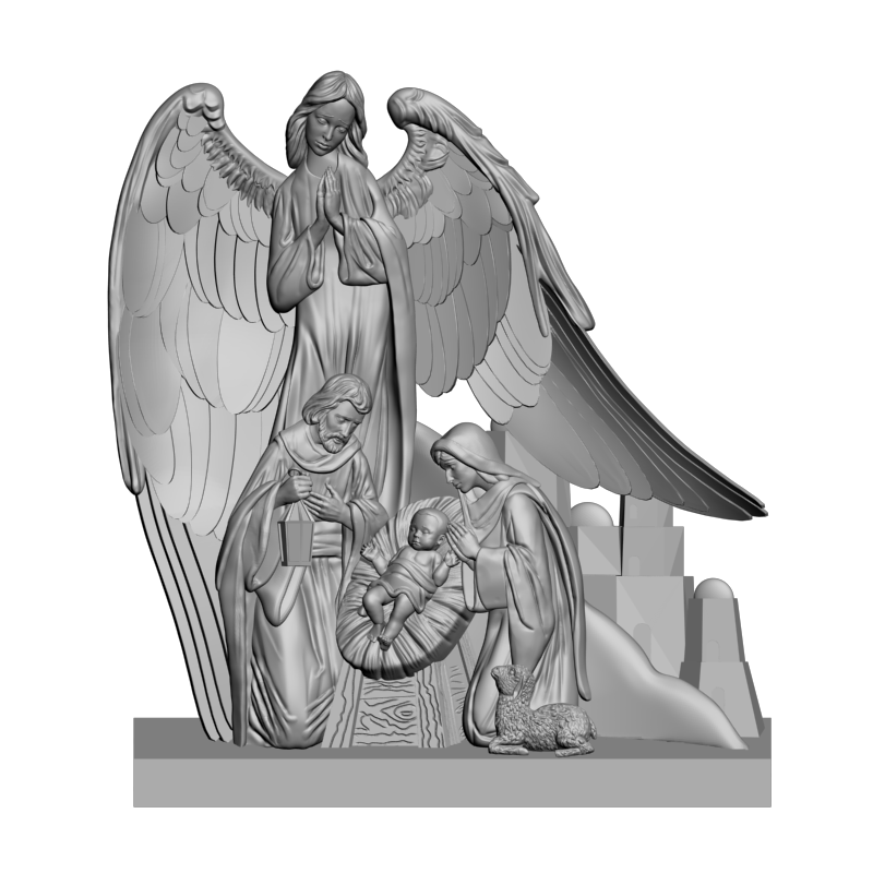 картинка Рождение Христа с большим Ангелом V1-069 3D-STL.COM
