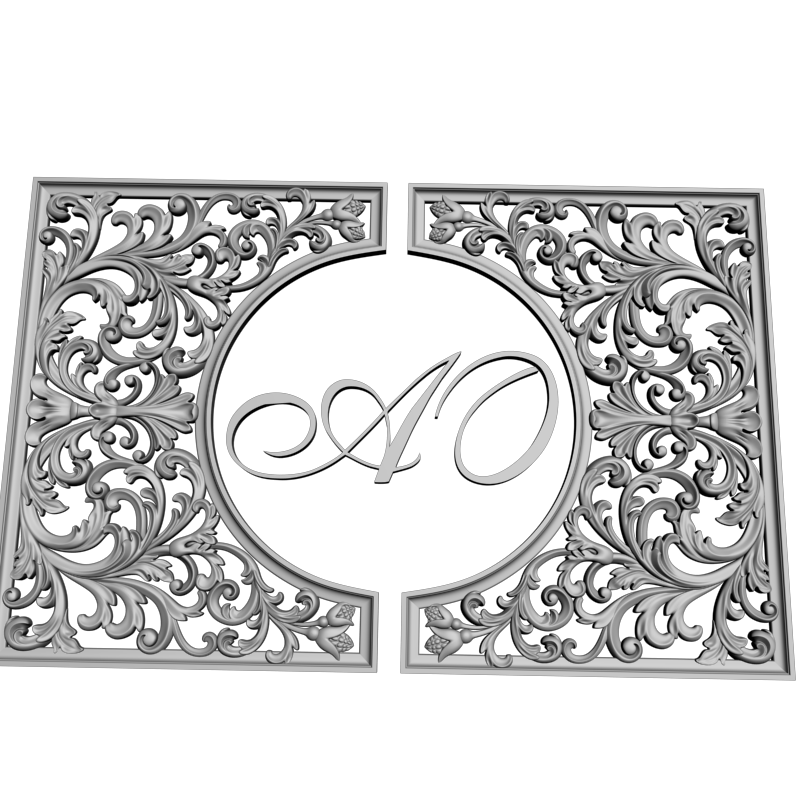 картинка Накладка декоративная с вензелем АО D10-439 3D-STL.COM