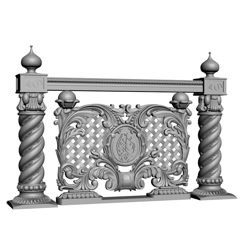 картинка Столбы с ограждением D17-045 3D-STL.COM