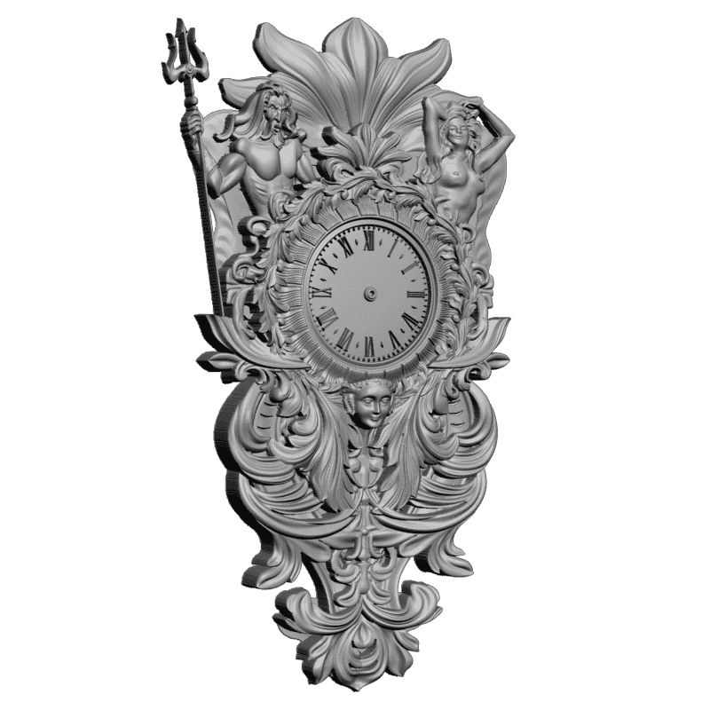 картинка Часы с Нептуном и русалкой P3-137 3D-STL.COM