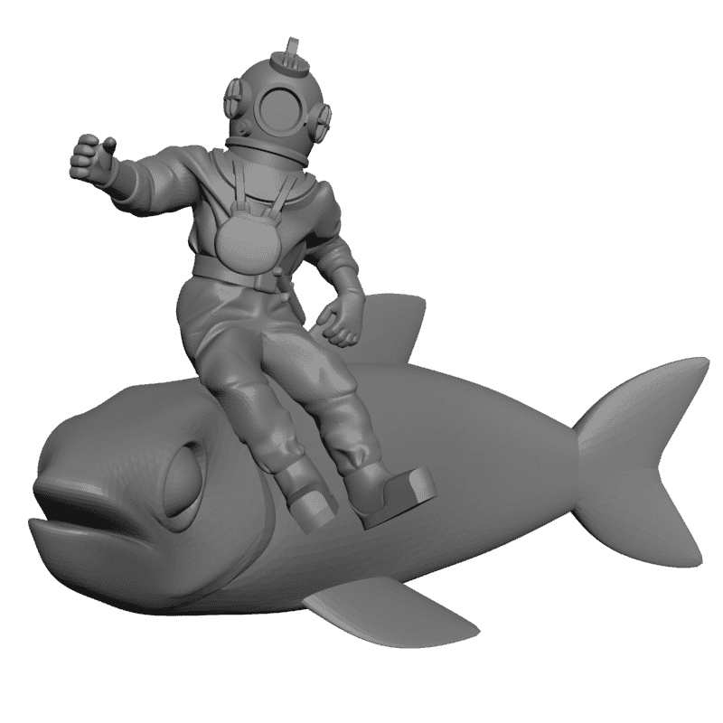 картинка Водолаз на рыбе PI1-190 3D-STL.COM