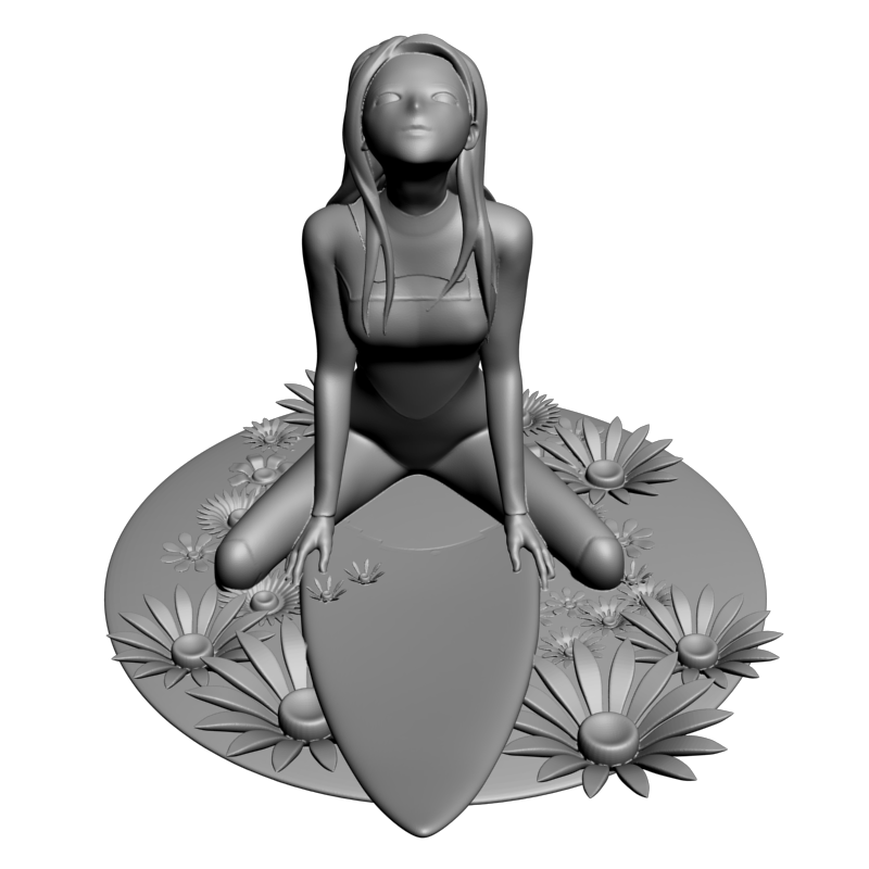 картинка Девушка с доской для серфинга L3-222 3D-STL.COM