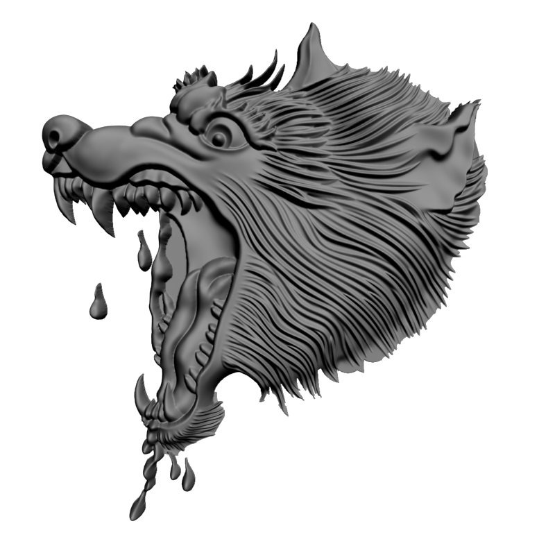 картинка Голова волка F1-222 3D-STL.COM
