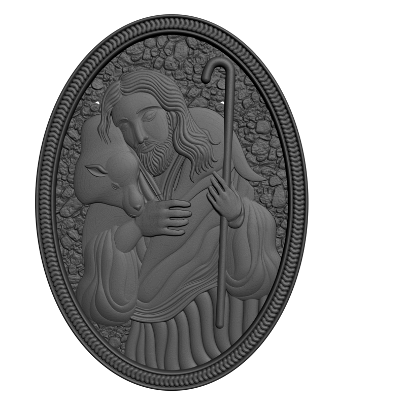 картинка Иисус с овечкой D12-700 3D-STL.COM