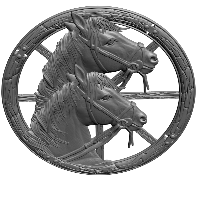 картинка Головы лошадей в колесе D12-795 3D-STL.COM