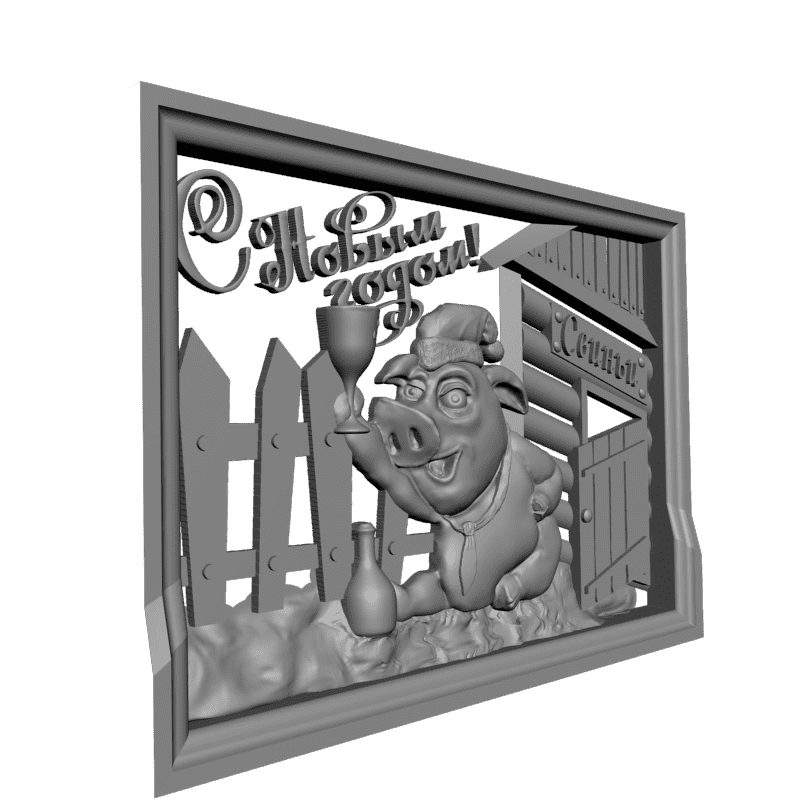 картинка Поросёнок. С новым годом 2019 P4-224 3D-STL.COM