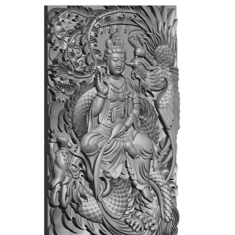 картинка Гуань Инь с драконом и Фениксом D12-510 3D-STL.COM