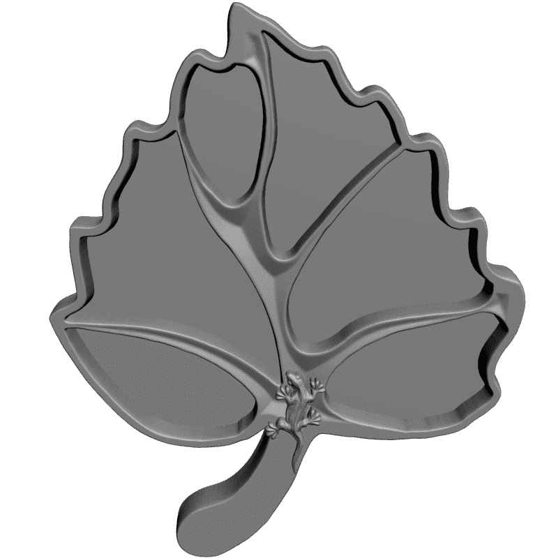 картинка Поднос Листок с ящерицей P4-265 3D-STL.COM