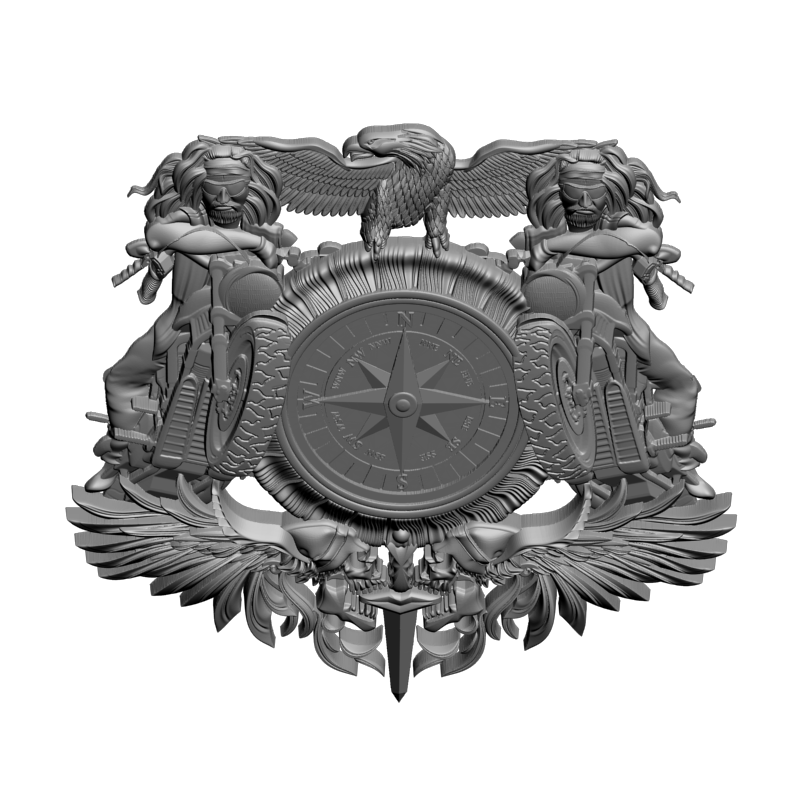 картинка  Компас байкеры и орёл P4-482 3D-STL.COM