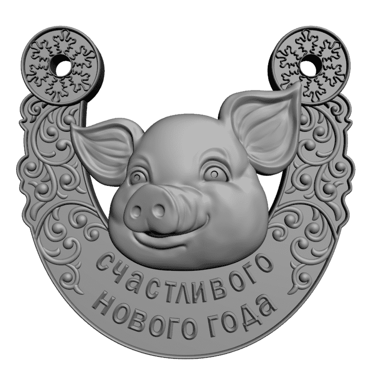 картинка Поросёнок с подковой 2019 P4-223 3D-STL.COM