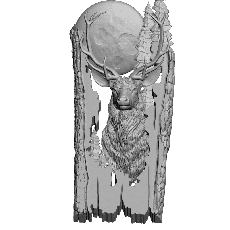 картинка Олень и луна D12-445 3D-STL.COM