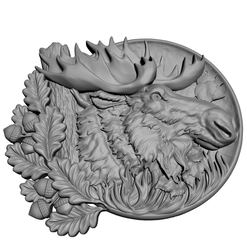 картинка Лось под дубом F1-255 3D-STL.COM