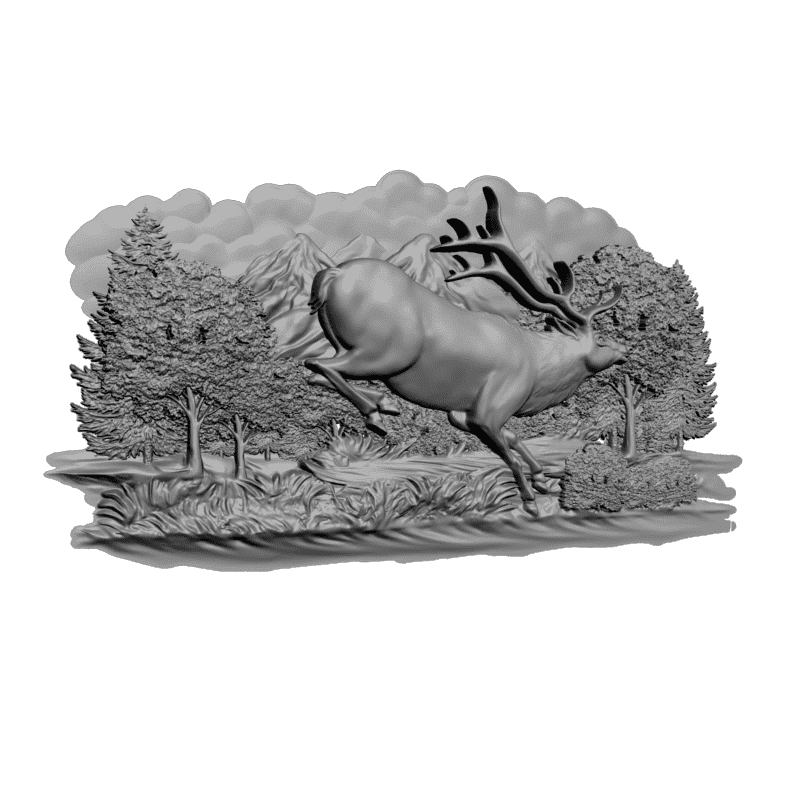 картинка Бегущий олень D12-354 3D-STL.COM