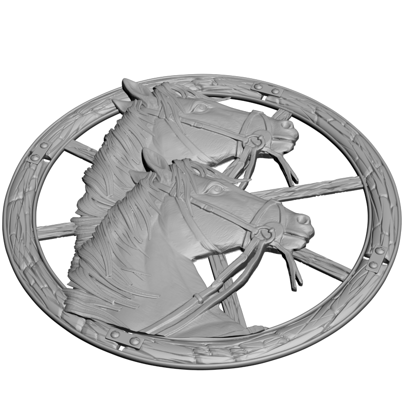 картинка Головы лошадей в колесе D12-795 3D-STL.COM