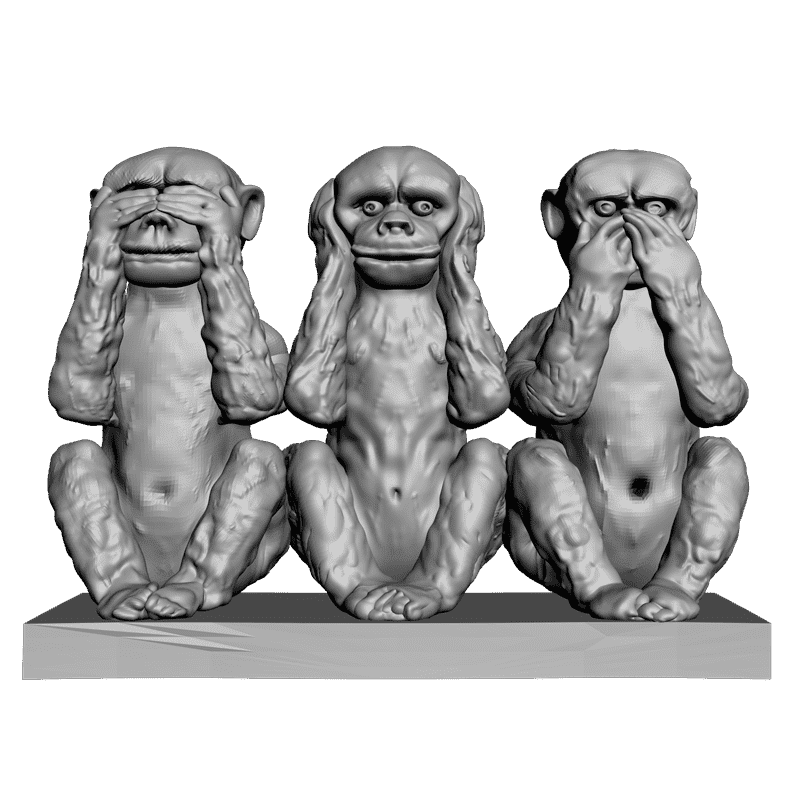 картинка Три обезьянки F1-063 3D-STL.COM