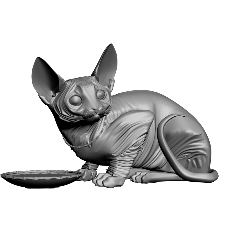 картинка Кошка с блюдцем F1-242 3D-STL.COM