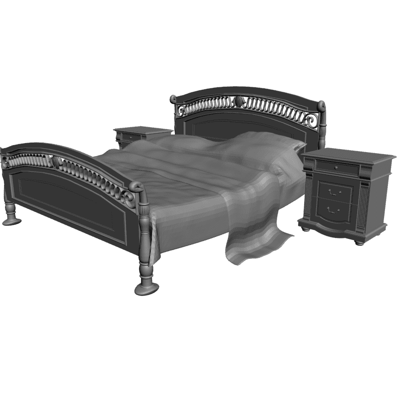 картинка Кровать с тумбочками M4-104 3D-STL.COM