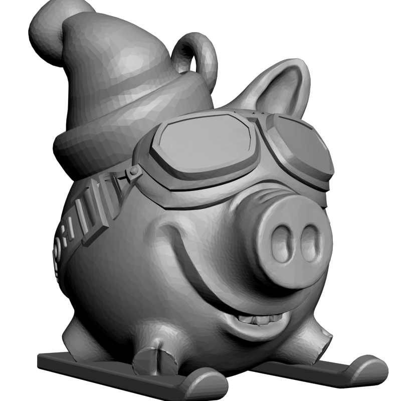 картинка Свинья на лыжах RY6-047 3D-STL.COM