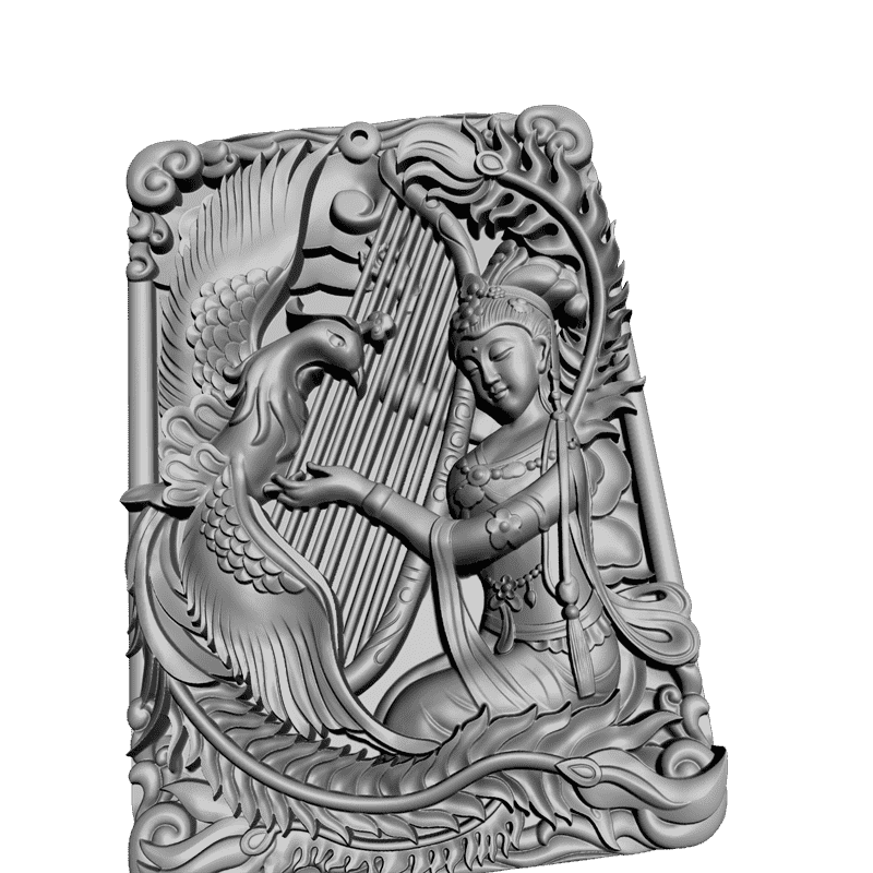 картинка Гуань Инь и Феникс D12-221 3D-STL.COM