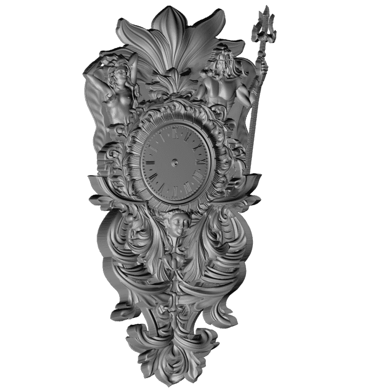 картинка Часы с Нептуном и русалкой P3-137 3D-STL.COM