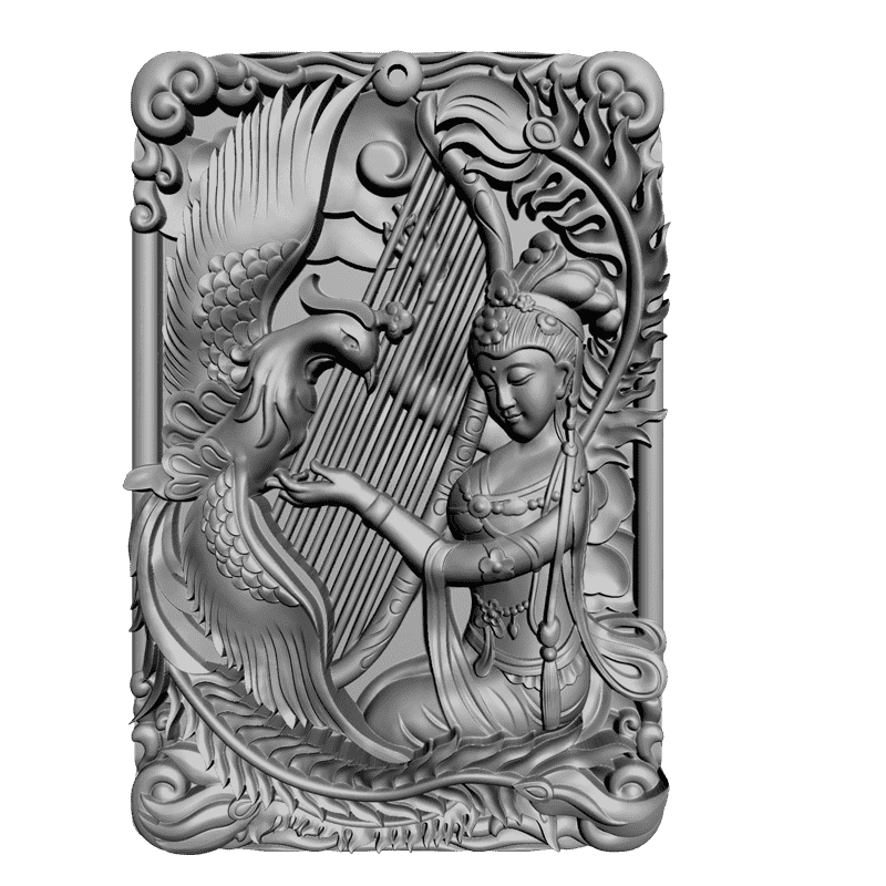 картинка Гуань Инь и Феникс D12-221 3D-STL.COM