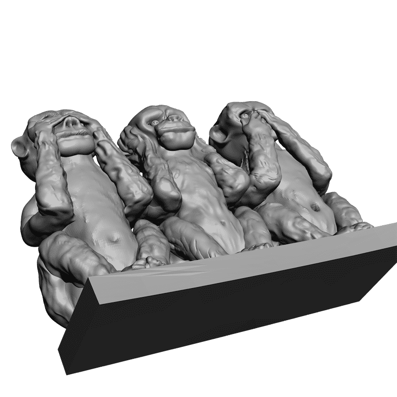 картинка Три обезьянки F1-063 3D-STL.COM